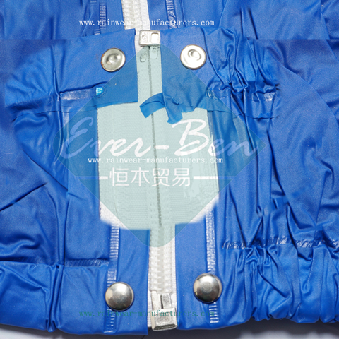 China blue PVC plastic macs adults front zips